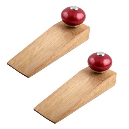 2 Pieces Neon Cherry Round Ceramic Wooden Door Stopper